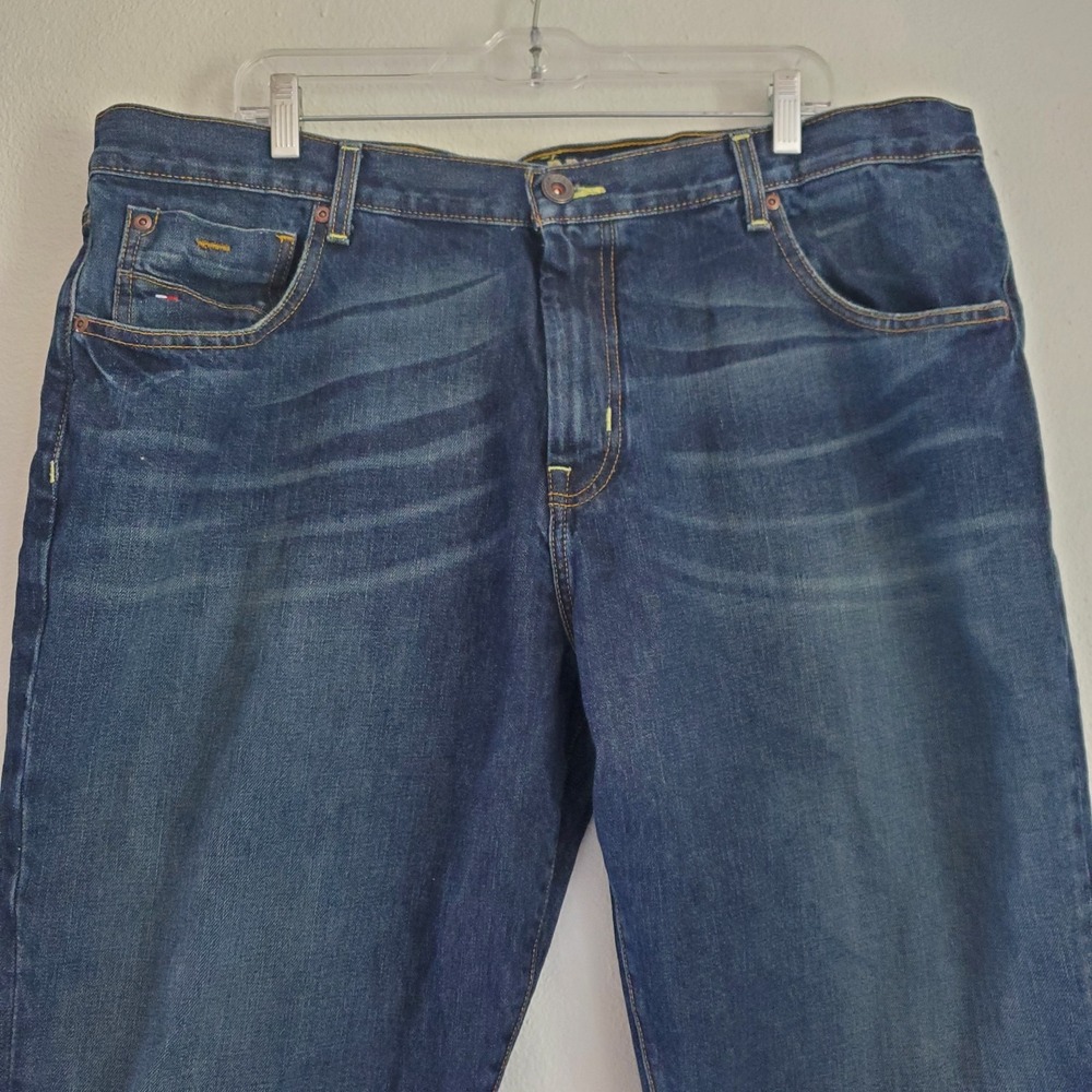 Tommy Hilfiger Jeans Mens 40x32 Blue Relaxed Freedom Baggy Denim Whiskers Fade - Picture 5 of 11
